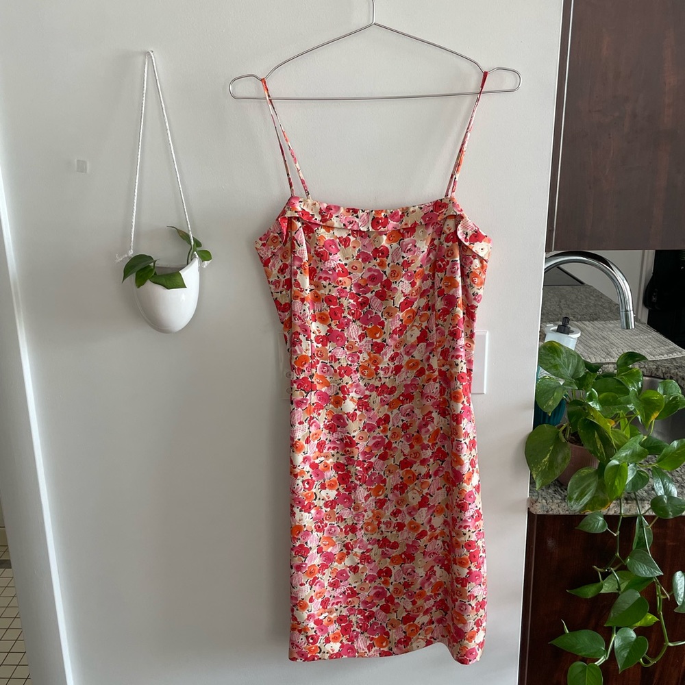 Vintage Ann Taylor Petites 100% Silk Floral Dress in Pink